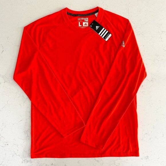 adidas Other - Adidas Ultimate Tee Activewear Crew Neck LS Polyester T Shirt Orange Sz L NWT